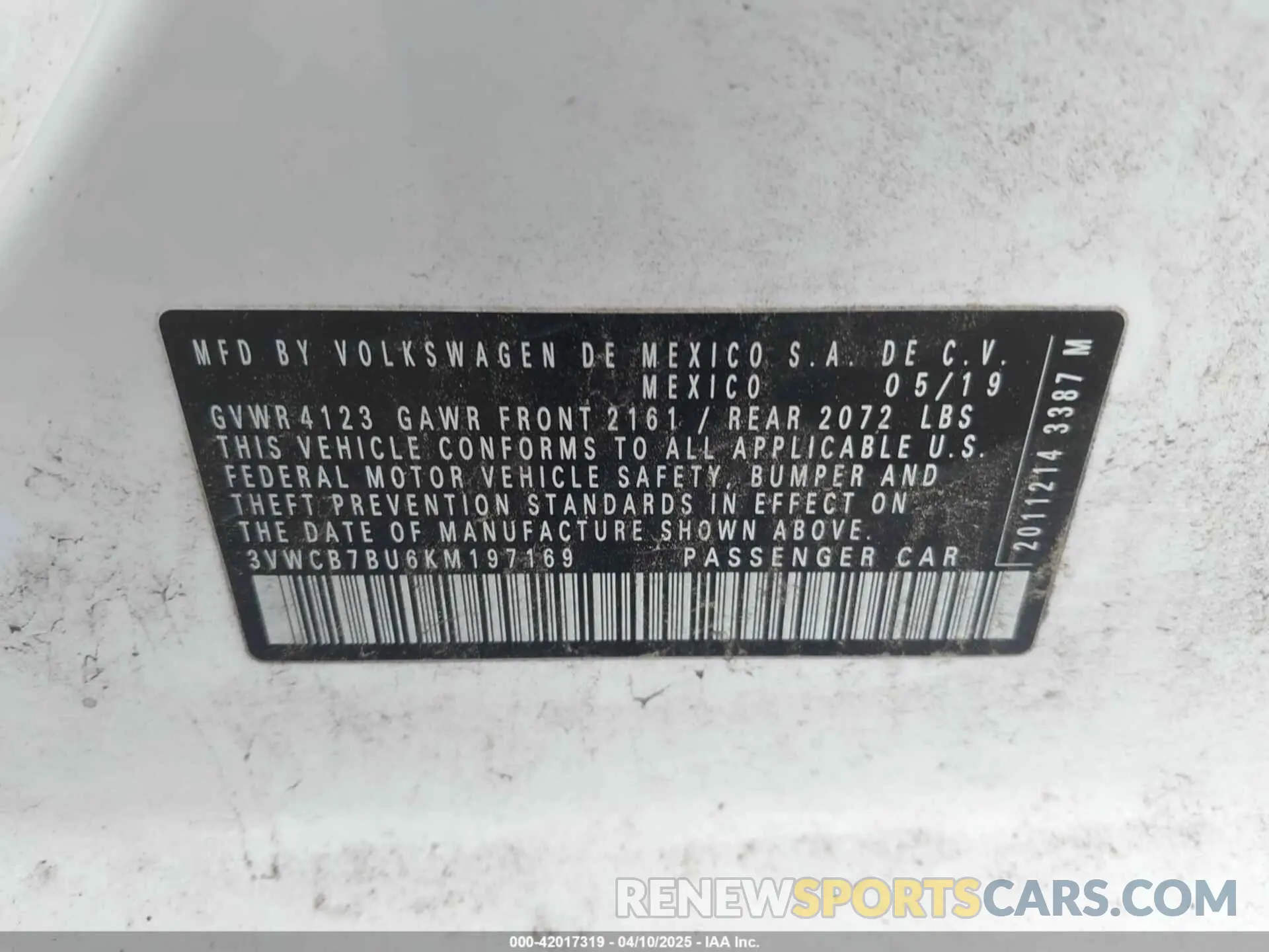 9 fotografías del automóvil dañado 3VWCB7BU6KM197169 VOLKSWAGEN JETTA 2019