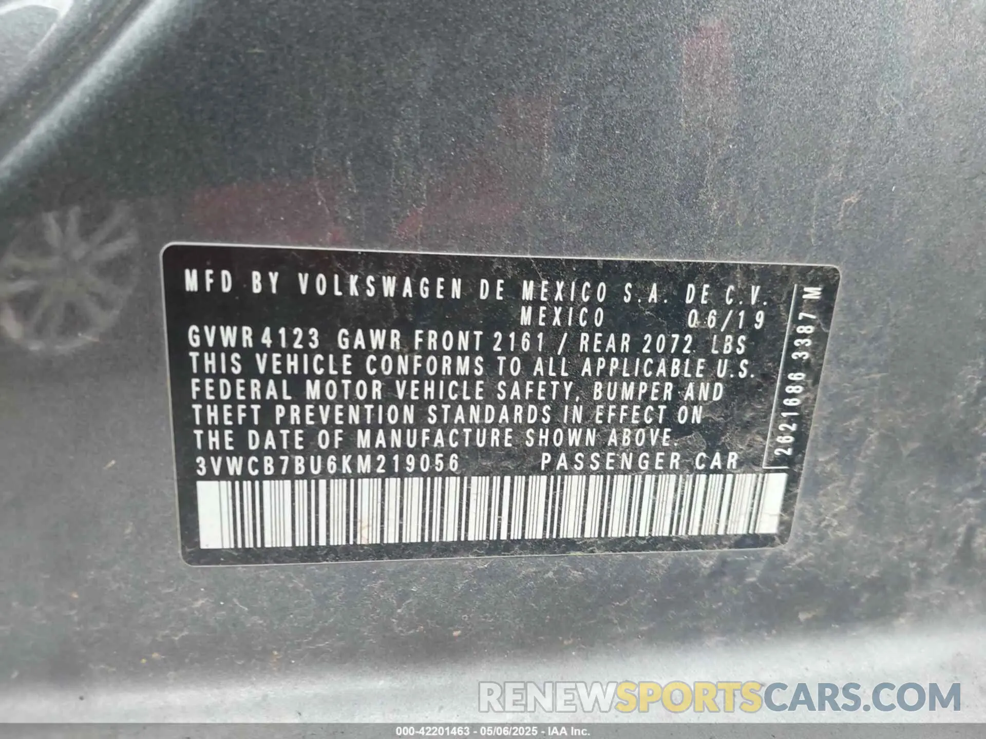 9 fotografías del automóvil dañado 3VWCB7BU6KM219056 VOLKSWAGEN JETTA 2019