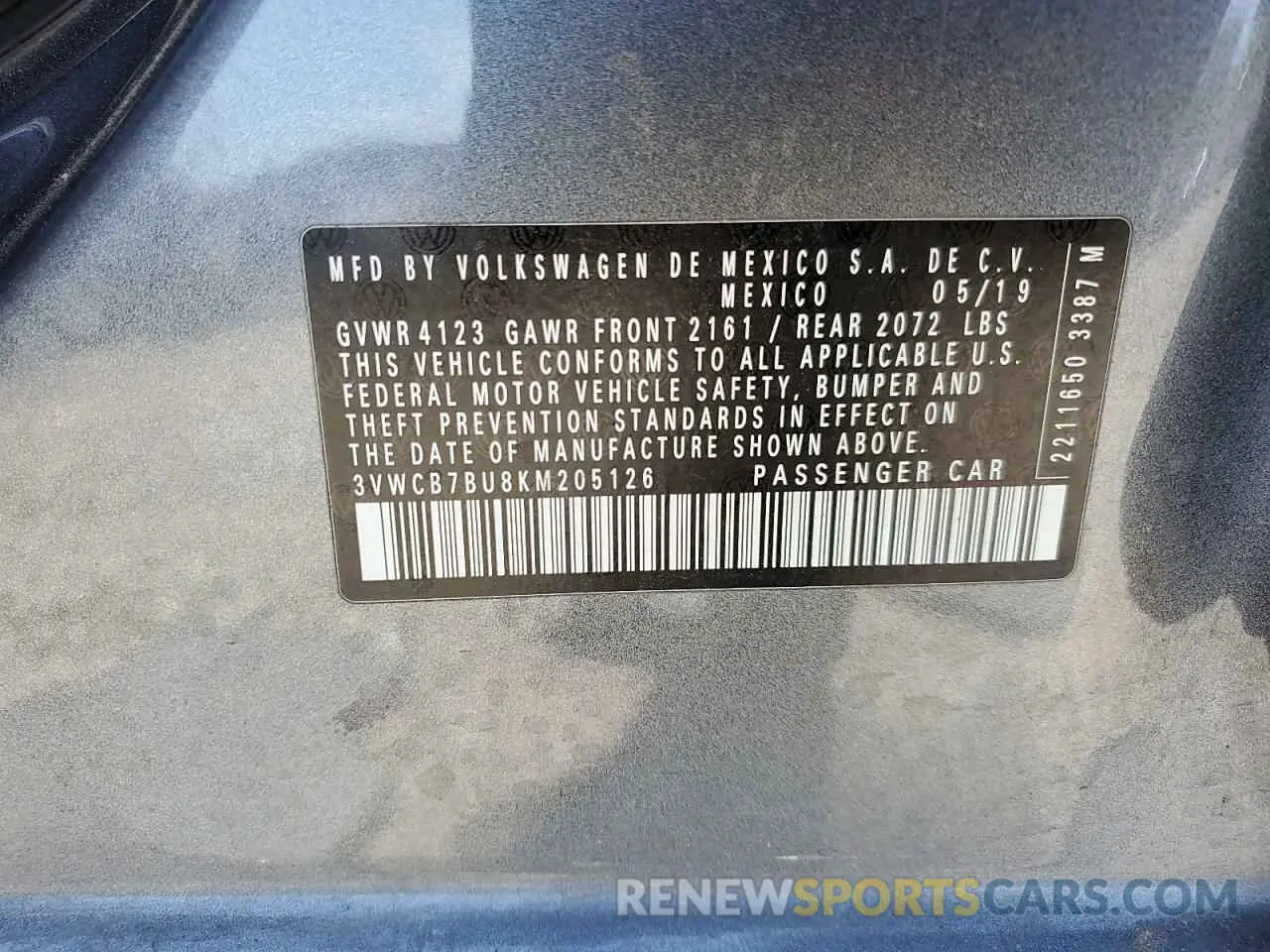 14 fotografías del automóvil dañado 3VWCB7BU8KM205126 VOLKSWAGEN JETTA 2019
