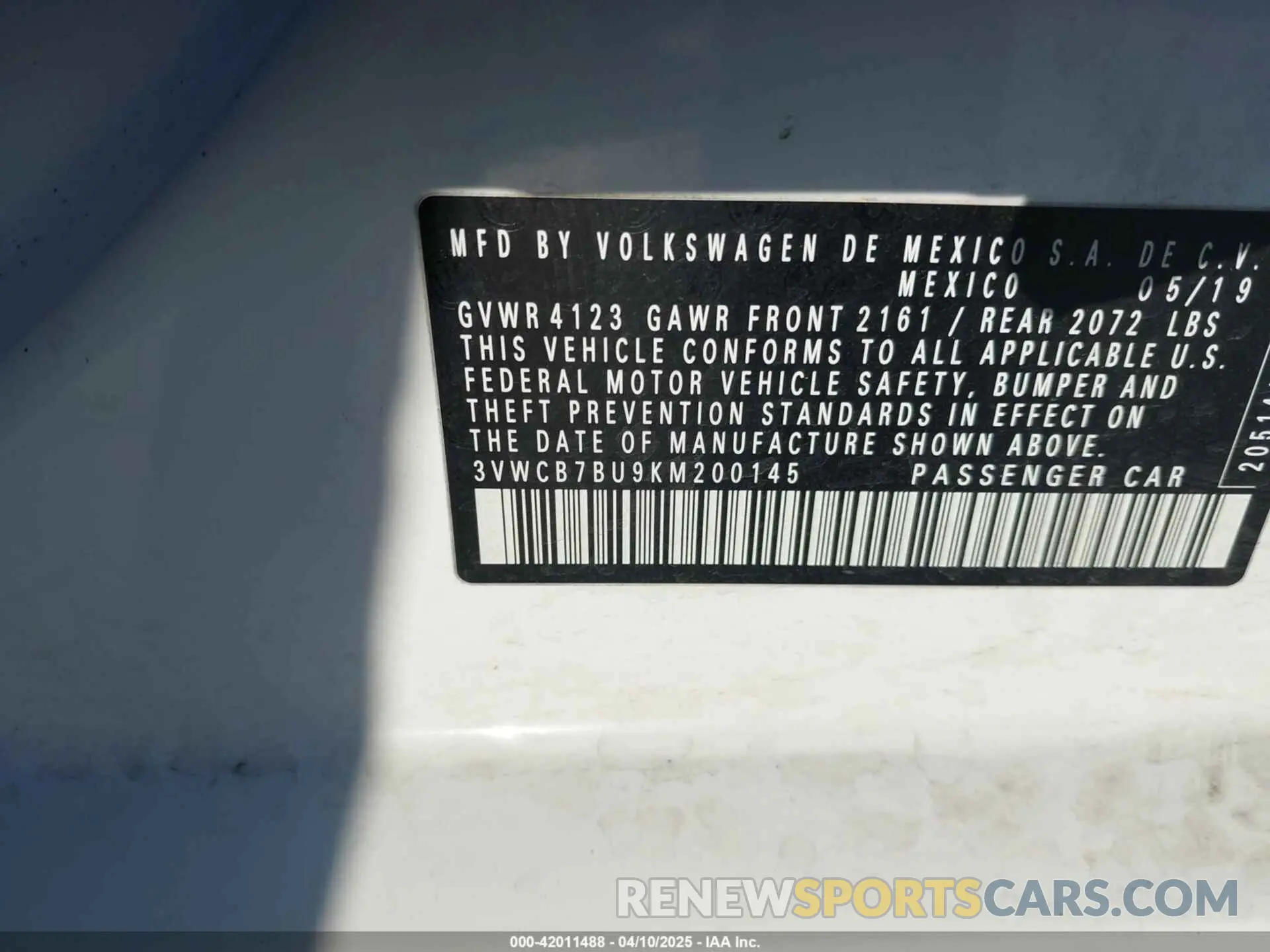 9 fotografías del automóvil dañado 3VWCB7BU9KM200145 VOLKSWAGEN JETTA 2019