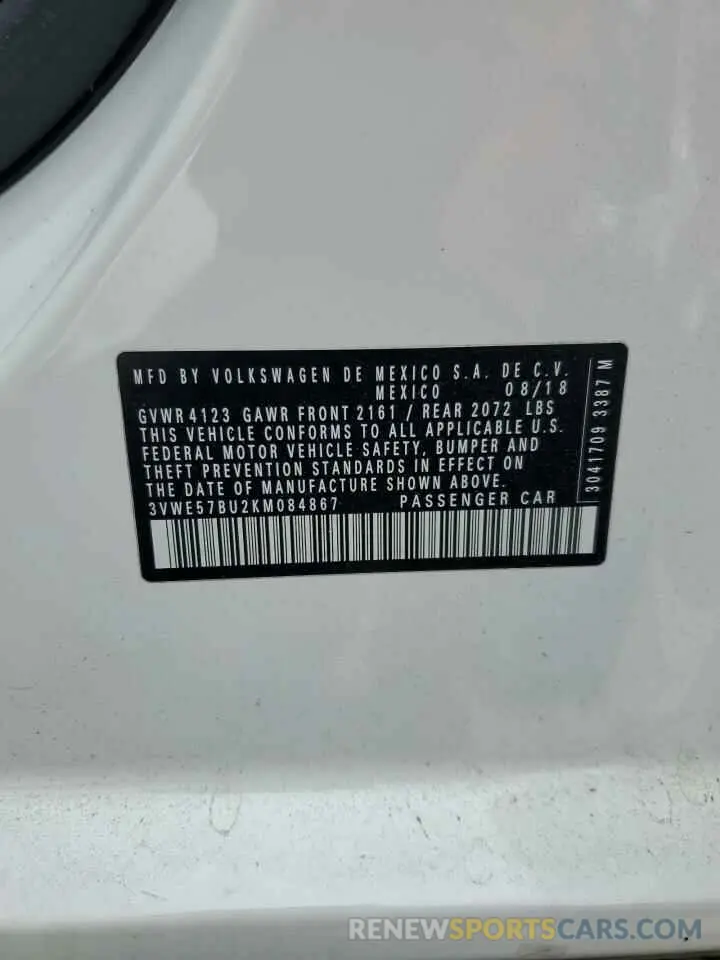 12 fotografías del automóvil dañado 3VWE57BU2KM084867 VOLKSWAGEN JETTA 2019