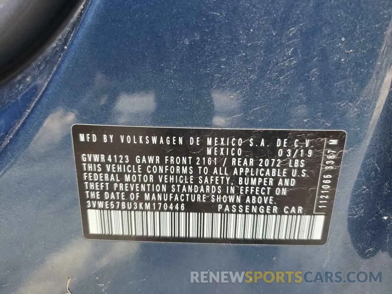 12 fotografías del automóvil dañado 3VWE57BU3KM170446 VOLKSWAGEN JETTA 2019
