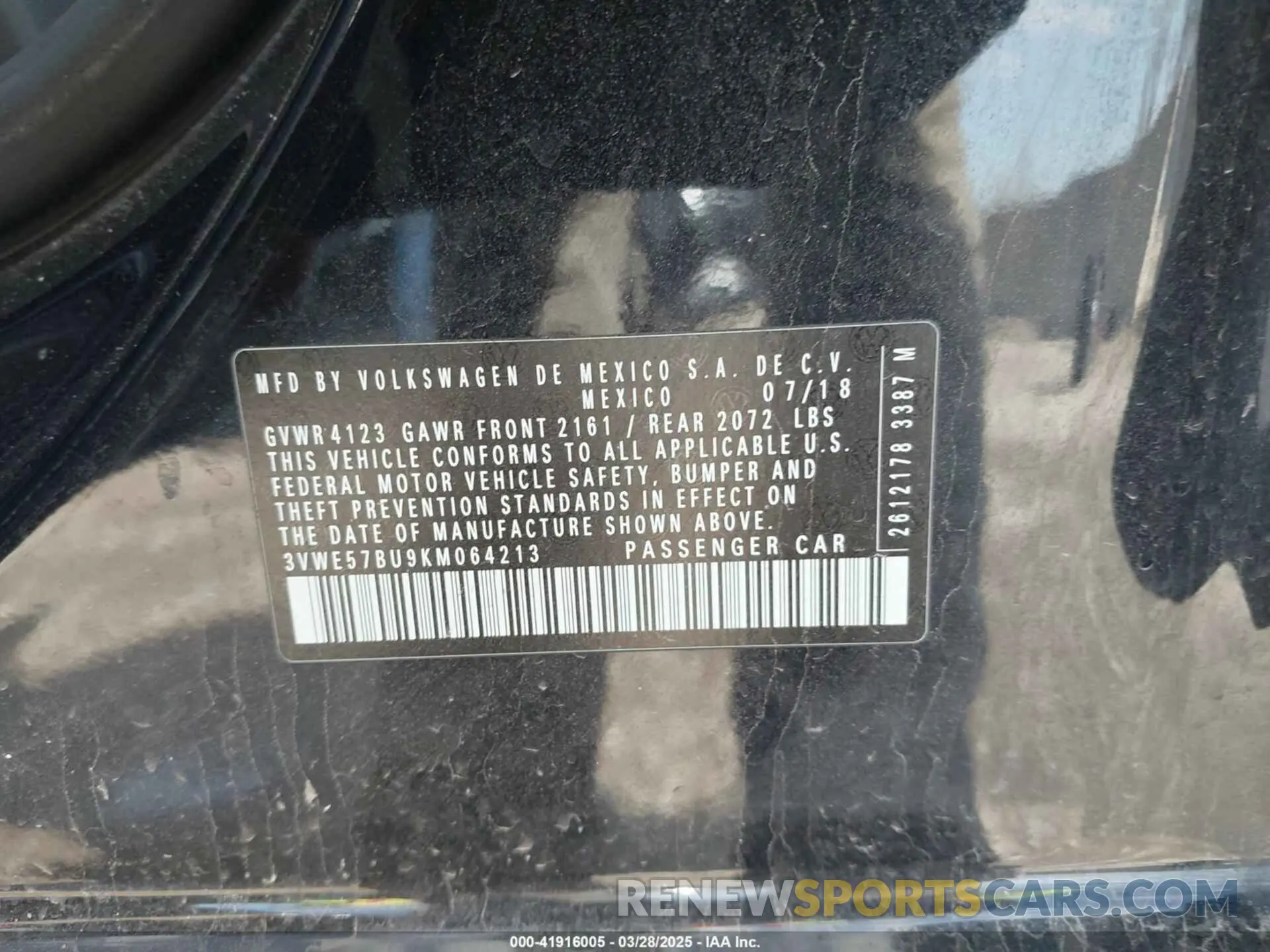9 fotografías del automóvil dañado 3VWE57BU9KM064213 VOLKSWAGEN JETTA 2019