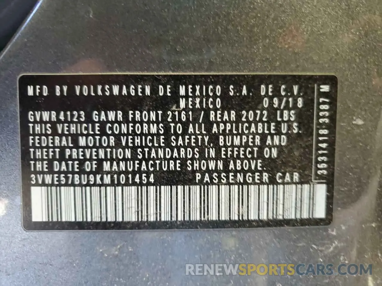 12 fotografías del automóvil dañado 3VWE57BU9KM101454 VOLKSWAGEN JETTA 2019