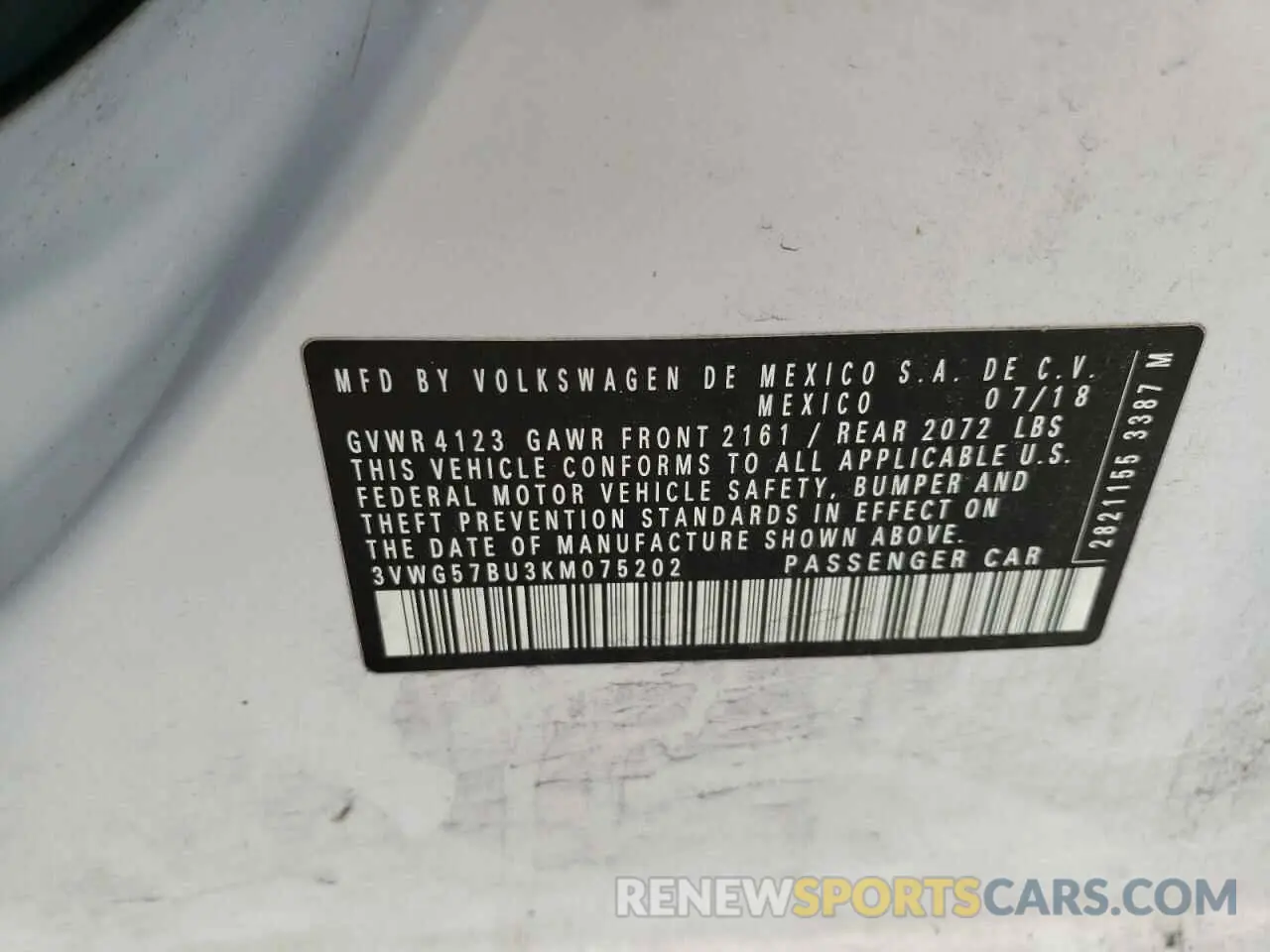 12 fotografías del automóvil dañado 3VWG57BU3KM075202 VOLKSWAGEN JETTA 2019