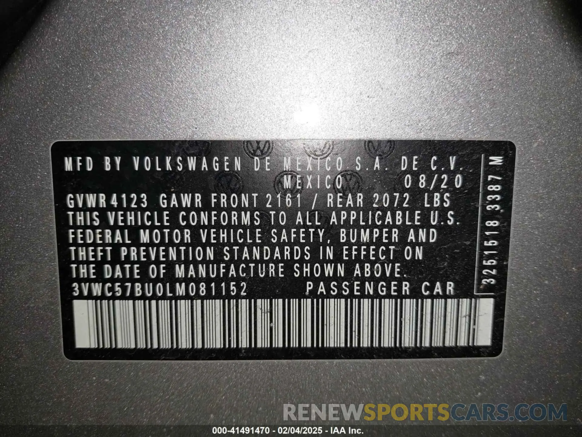 9 fotografías del automóvil dañado 3VWC57BU0LM081152 VOLKSWAGEN JETTA 2020