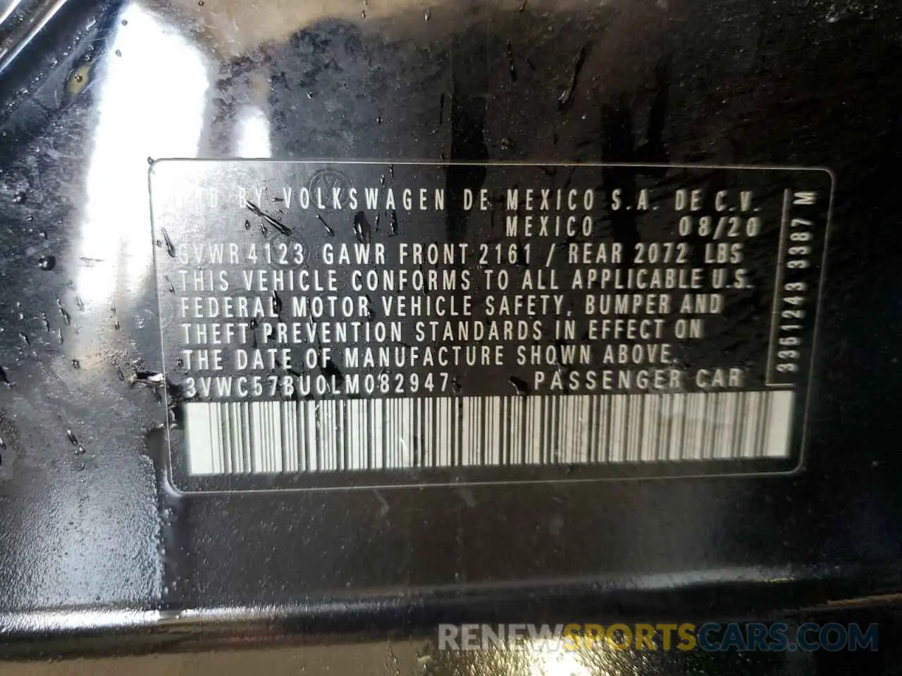 13 fotografías del automóvil dañado 3VWC57BU0LM082947 VOLKSWAGEN JETTA 2020