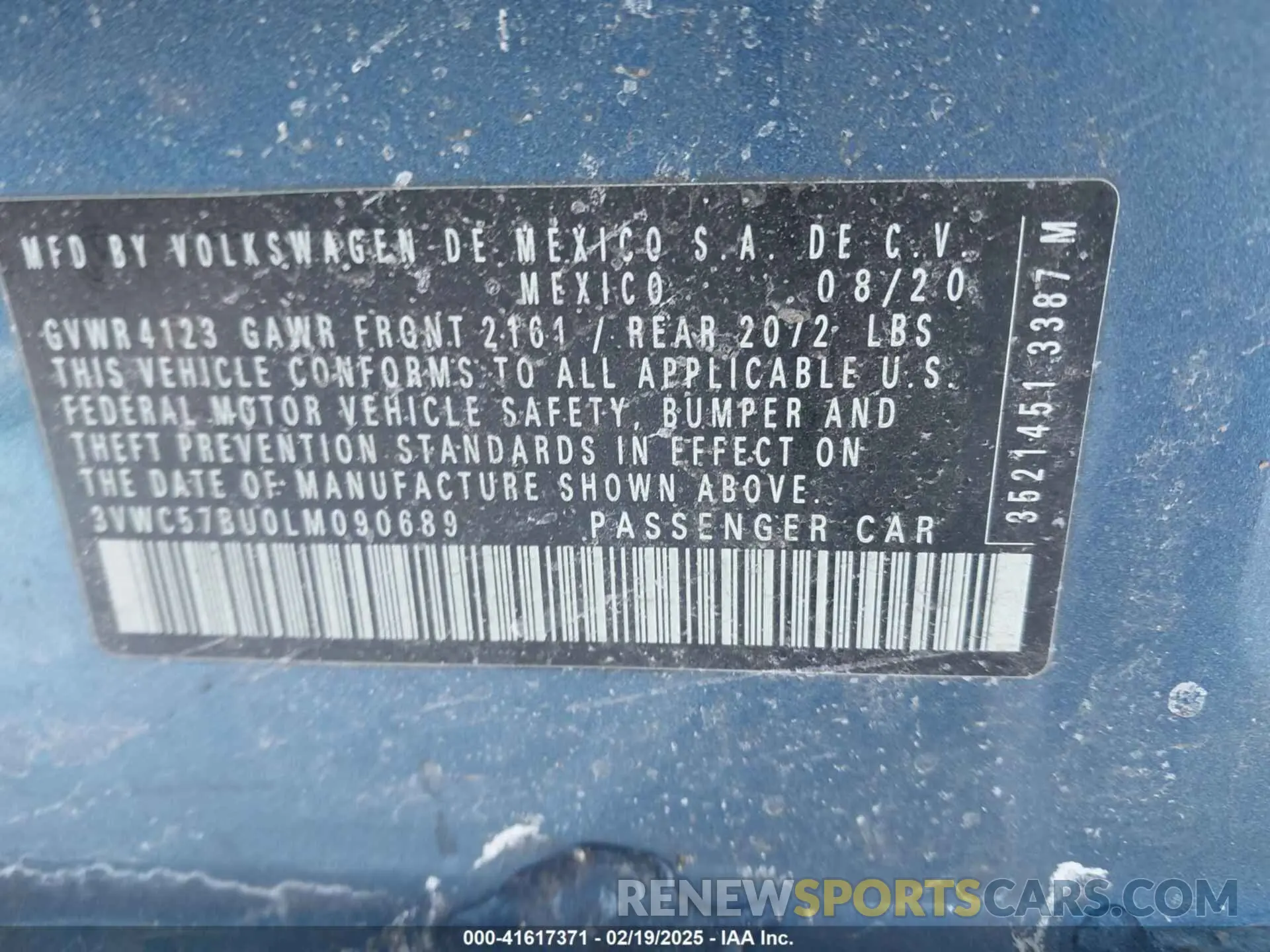 9 fotografías del automóvil dañado 3VWC57BU0LM090689 VOLKSWAGEN JETTA 2020
