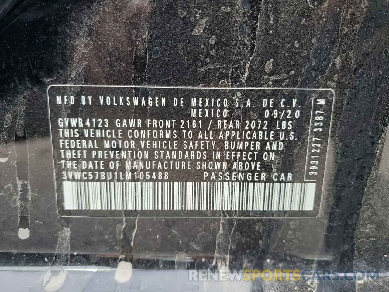 12 fotografías del automóvil dañado 3VWC57BU1LM105488 VOLKSWAGEN JETTA 2020