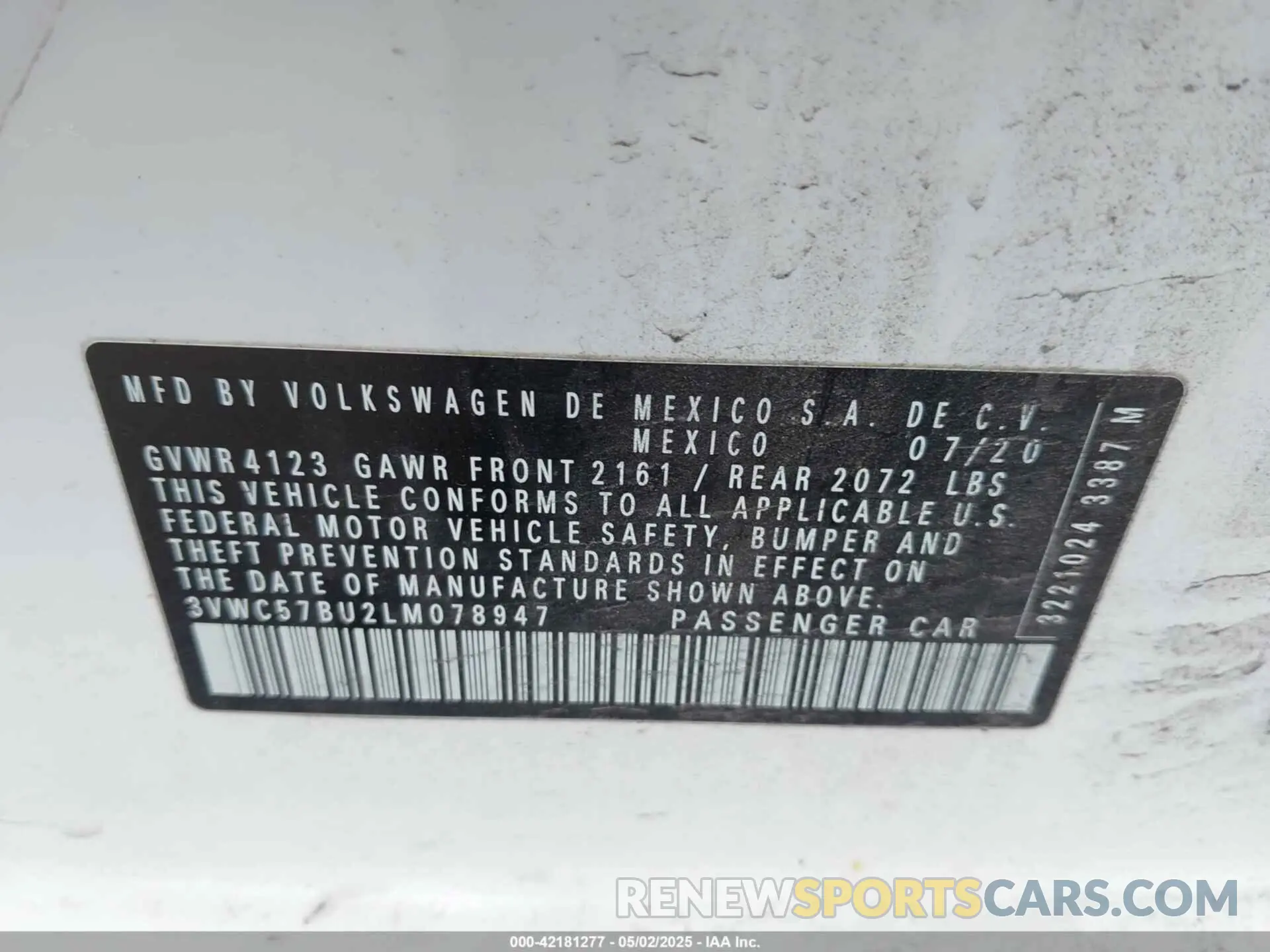 9 fotografías del automóvil dañado 3VWC57BU2LM078947 VOLKSWAGEN JETTA 2020