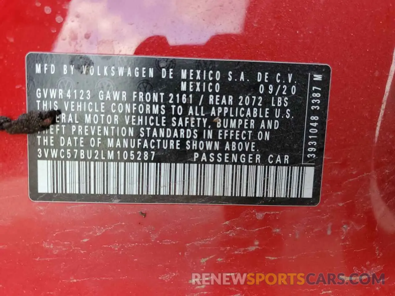 13 fotografías del automóvil dañado 3VWC57BU2LM105287 VOLKSWAGEN JETTA 2020