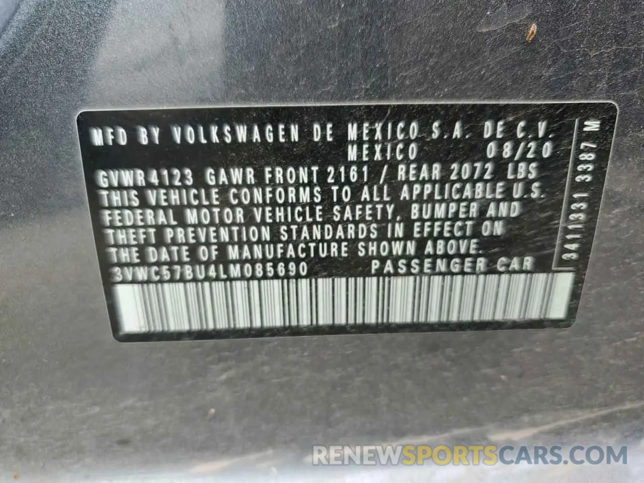13 fotografías del automóvil dañado 3VWC57BU4LM085690 VOLKSWAGEN JETTA 2020