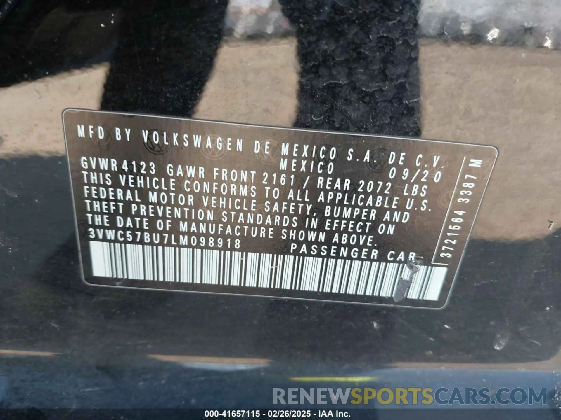 9 fotografías del automóvil dañado 3VWC57BU7LM098918 VOLKSWAGEN JETTA 2020
