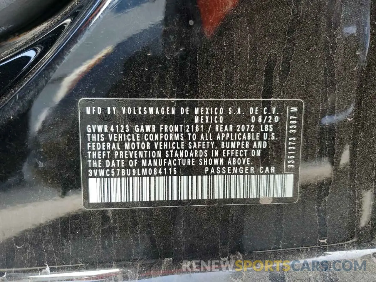 12 fotografías del automóvil dañado 3VWC57BU9LM084115 VOLKSWAGEN JETTA 2020