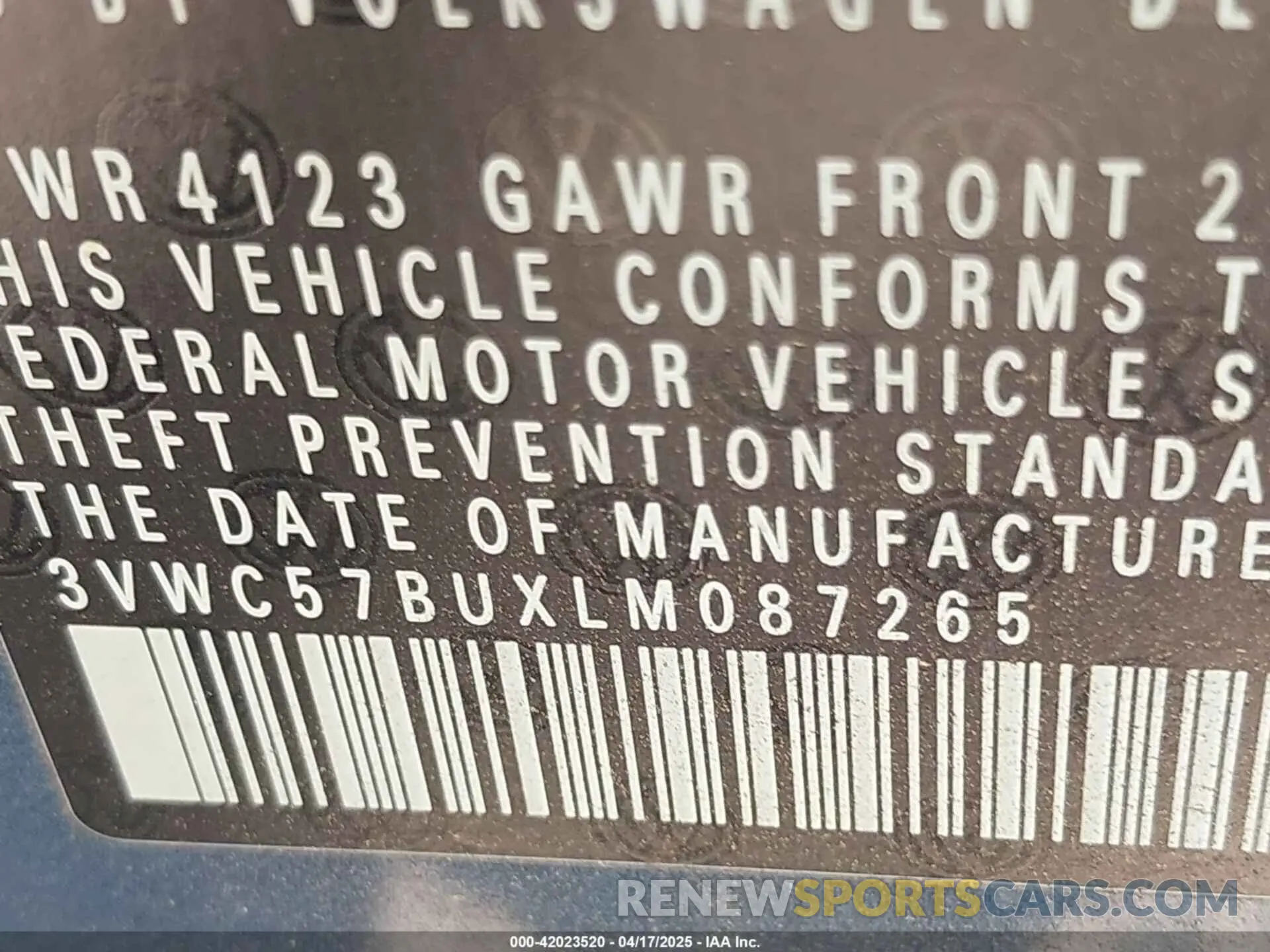 9 fotografías del automóvil dañado 3VWC57BUXLM087265 VOLKSWAGEN JETTA 2020