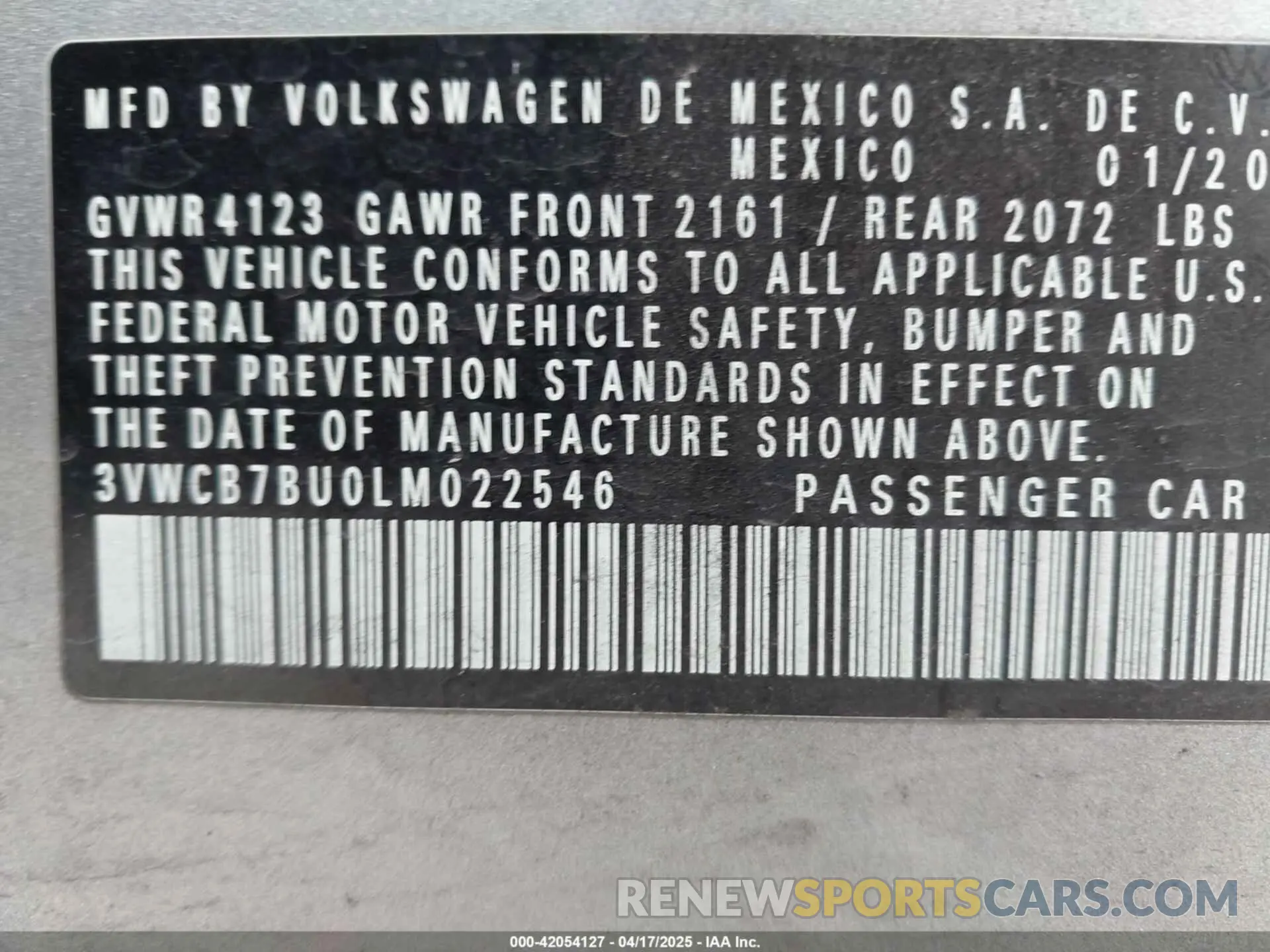 9 fotografías del automóvil dañado 3VWCB7BU0LM022546 VOLKSWAGEN JETTA 2020