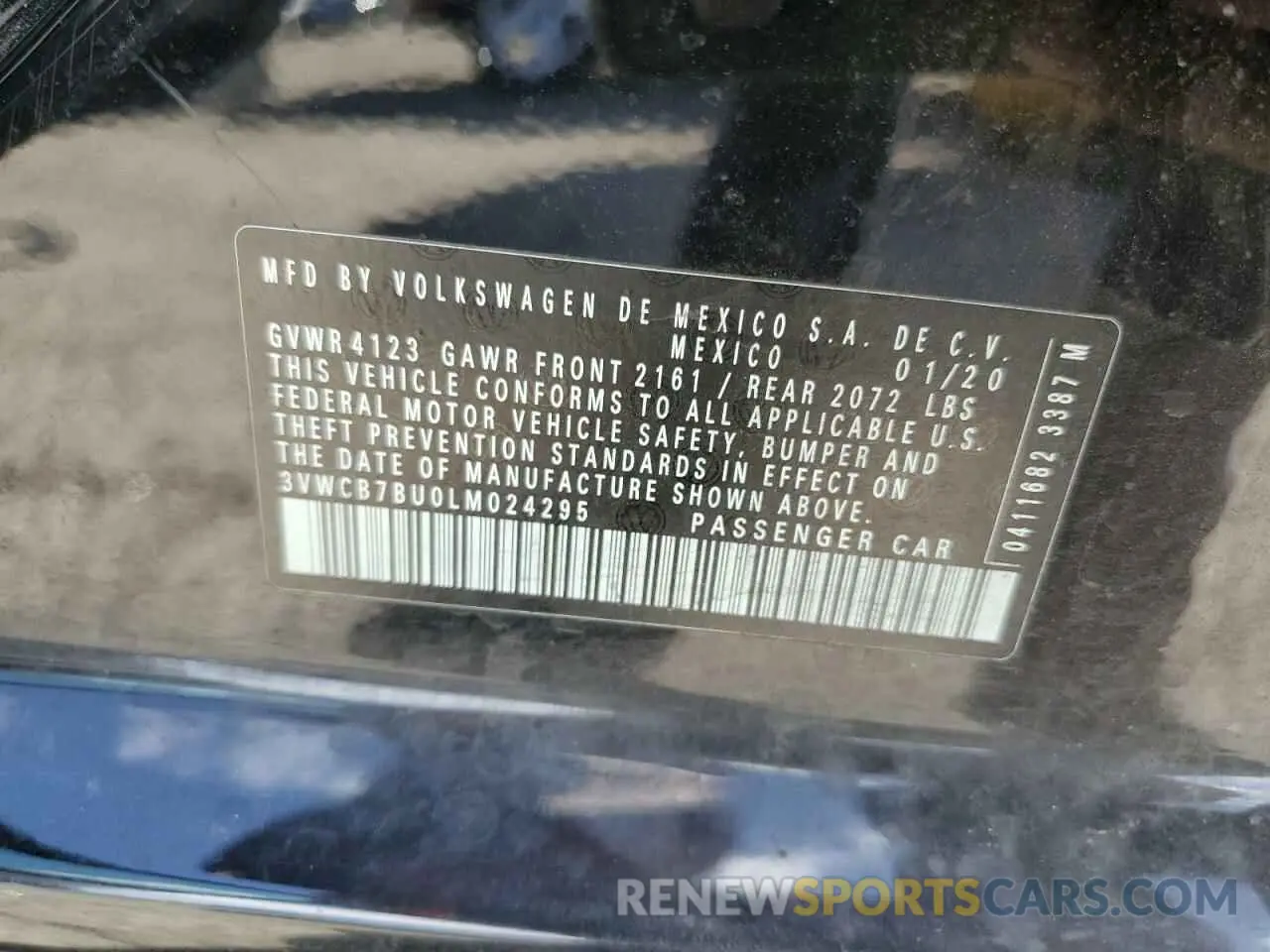 12 fotografías del automóvil dañado 3VWCB7BU0LM024295 VOLKSWAGEN JETTA 2020
