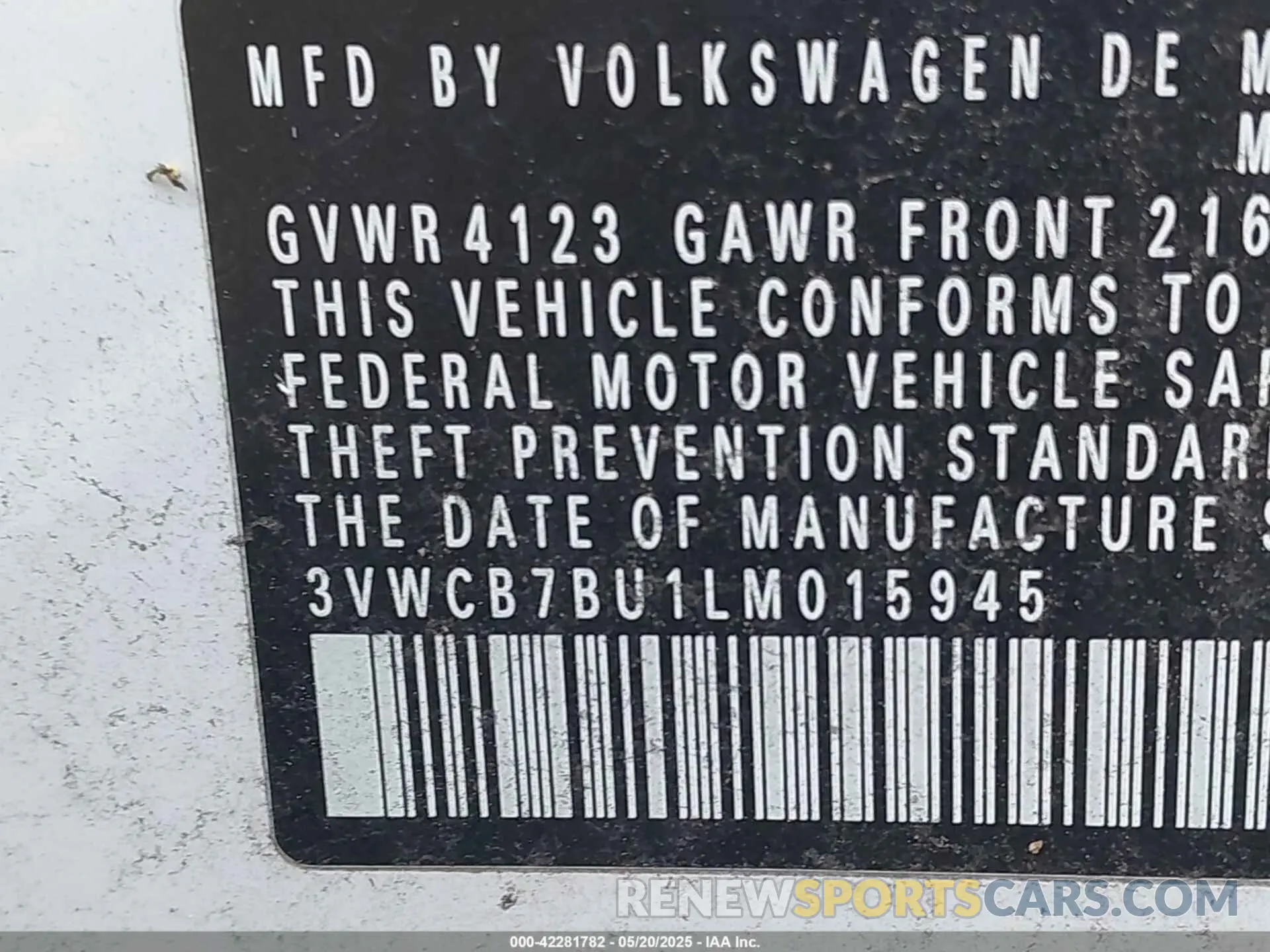 9 fotografías del automóvil dañado 3VWCB7BU1LM015945 VOLKSWAGEN JETTA 2020