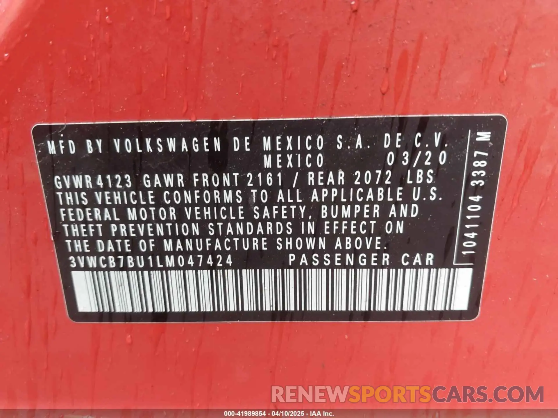 9 fotografías del automóvil dañado 3VWCB7BU1LM047424 VOLKSWAGEN JETTA 2020