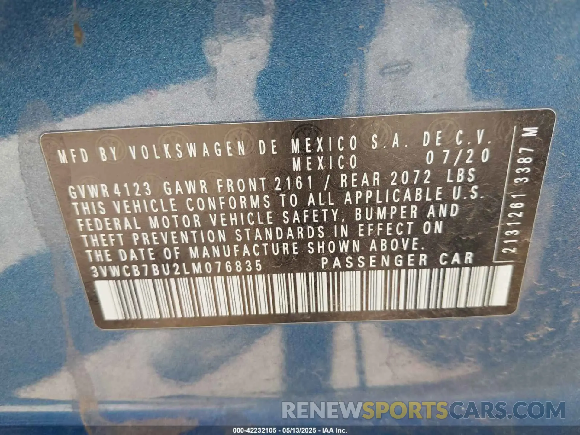 9 fotografías del automóvil dañado 3VWCB7BU2LM076835 VOLKSWAGEN JETTA 2020