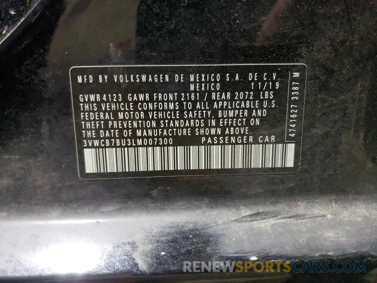 13 fotografías del automóvil dañado 3VWCB7BU3LM007300 VOLKSWAGEN JETTA 2020