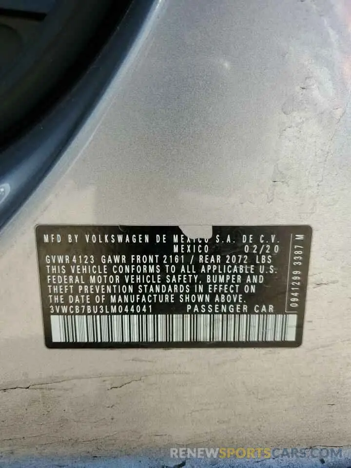 12 fotografías del automóvil dañado 3VWCB7BU3LM044041 VOLKSWAGEN JETTA 2020