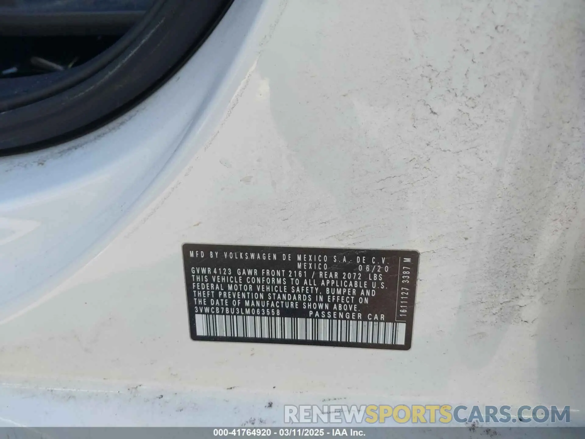 9 fotografías del automóvil dañado 3VWCB7BU3LM063558 VOLKSWAGEN JETTA 2020