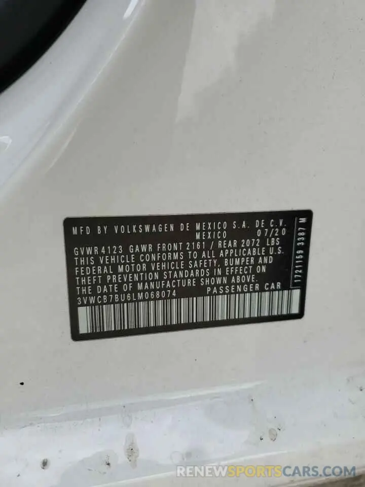 12 fotografías del automóvil dañado 3VWCB7BU6LM068074 VOLKSWAGEN JETTA 2020