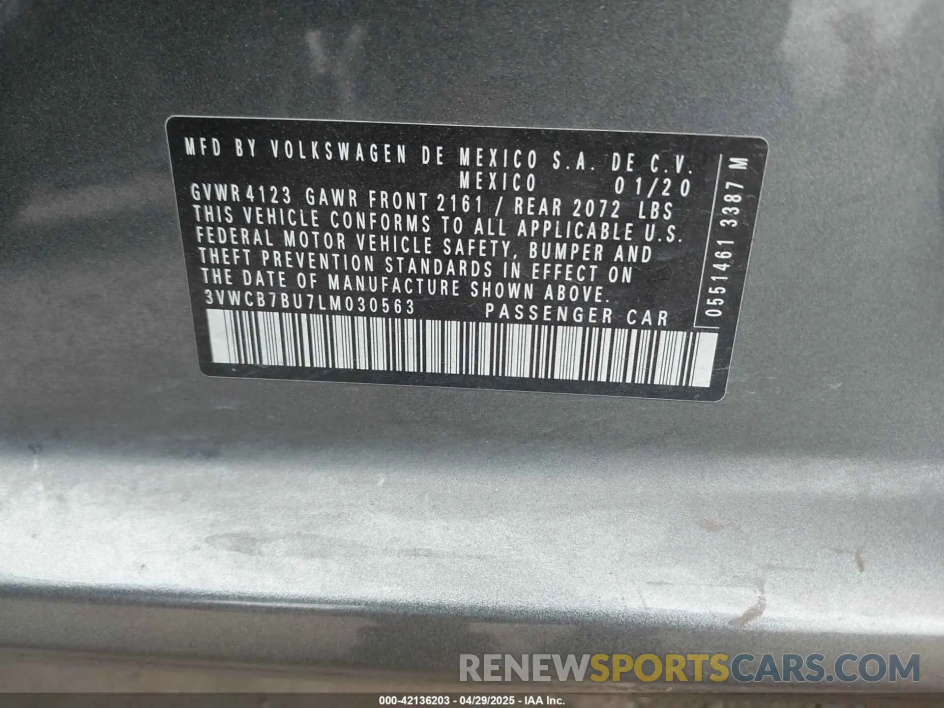 9 fotografías del automóvil dañado 3VWCB7BU7LM030563 VOLKSWAGEN JETTA 2020