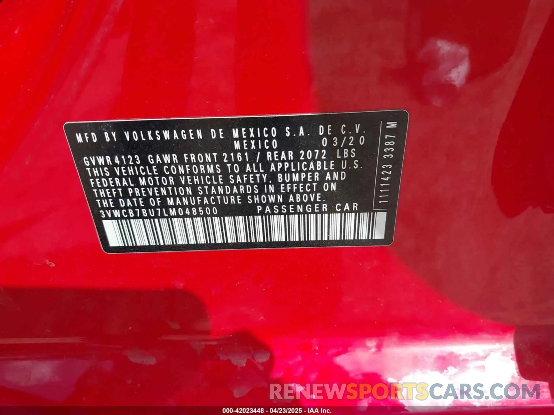 9 fotografías del automóvil dañado 3VWCB7BU7LM048500 VOLKSWAGEN JETTA 2020