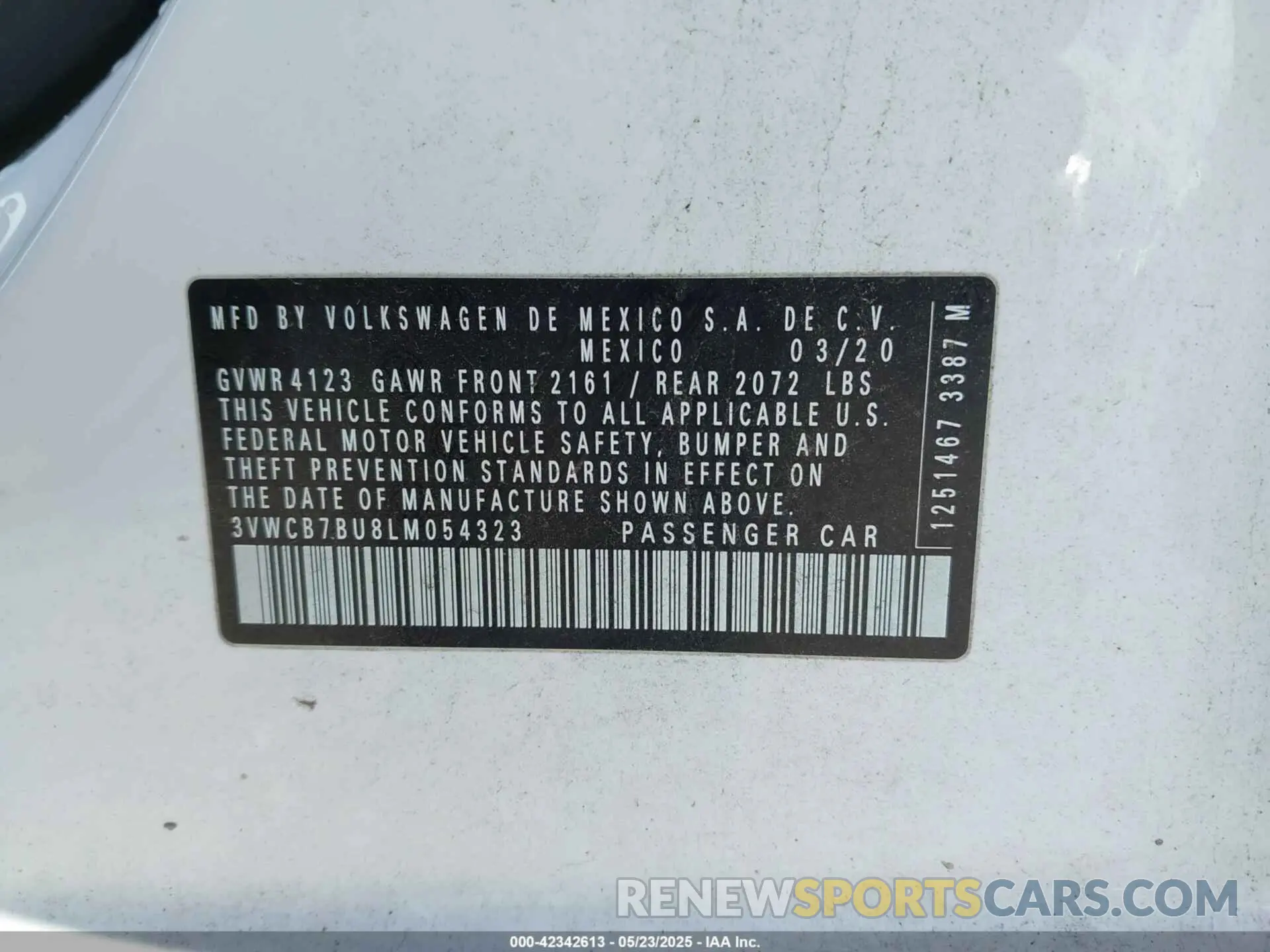 9 fotografías del automóvil dañado 3VWCB7BU8LM054323 VOLKSWAGEN JETTA 2020