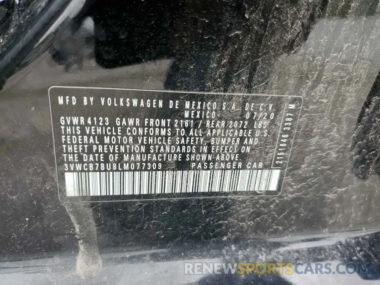 12 fotografías del automóvil dañado 3VWCB7BU8LM077309 VOLKSWAGEN JETTA 2020