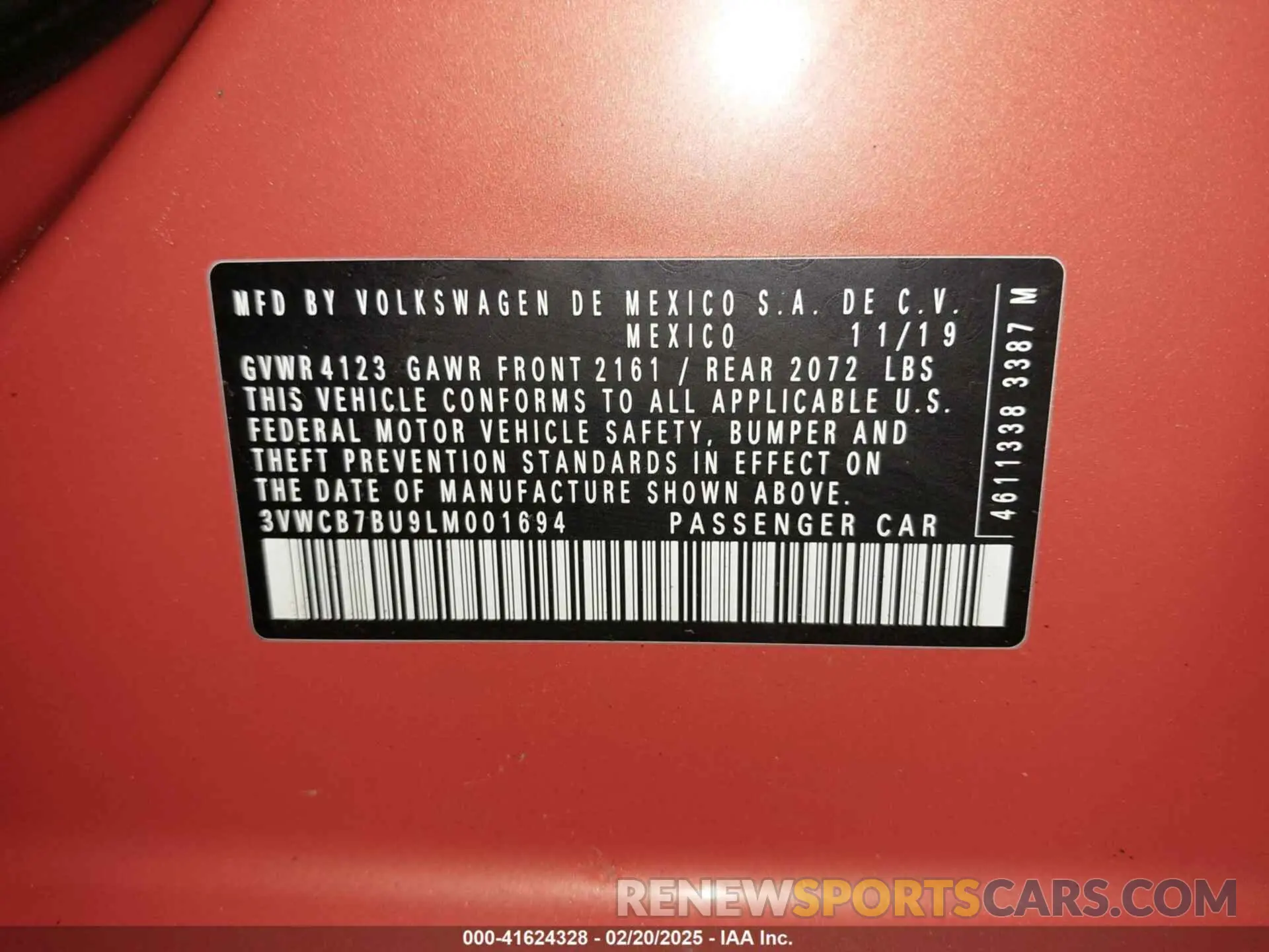 9 fotografías del automóvil dañado 3VWCB7BU9LM001694 VOLKSWAGEN JETTA 2020