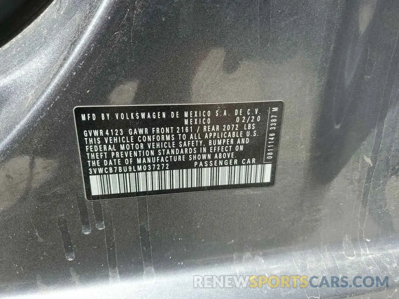 12 fotografías del automóvil dañado 3VWCB7BU9LM037272 VOLKSWAGEN JETTA 2020