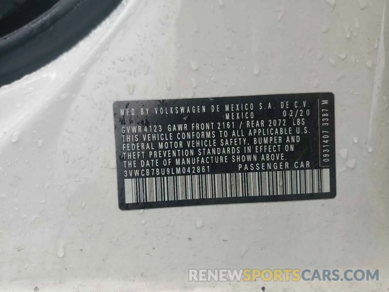 12 fotografías del automóvil dañado 3VWCB7BU9LM042861 VOLKSWAGEN JETTA 2020