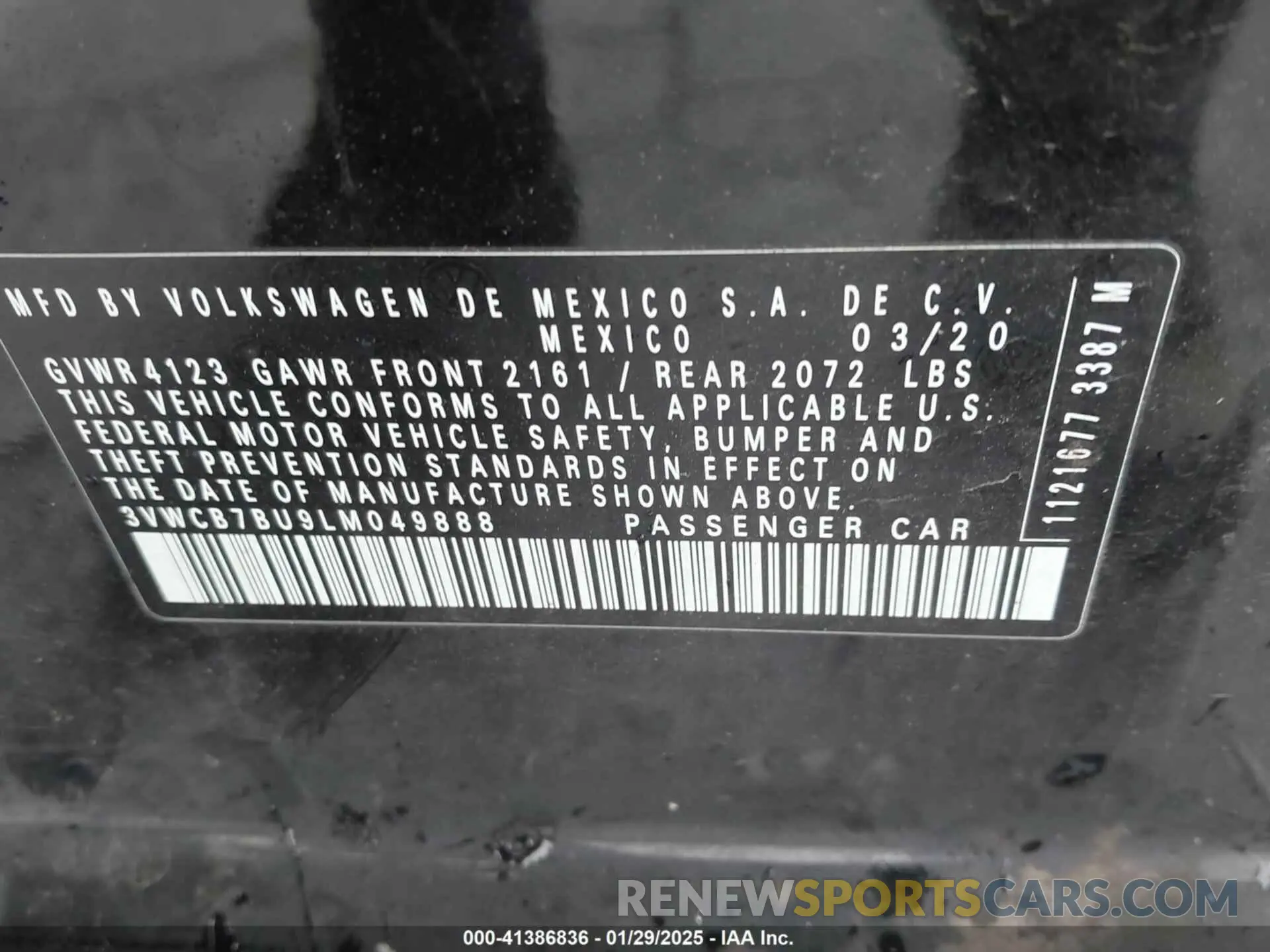 9 fotografías del automóvil dañado 3VWCB7BU9LM049888 VOLKSWAGEN JETTA 2020
