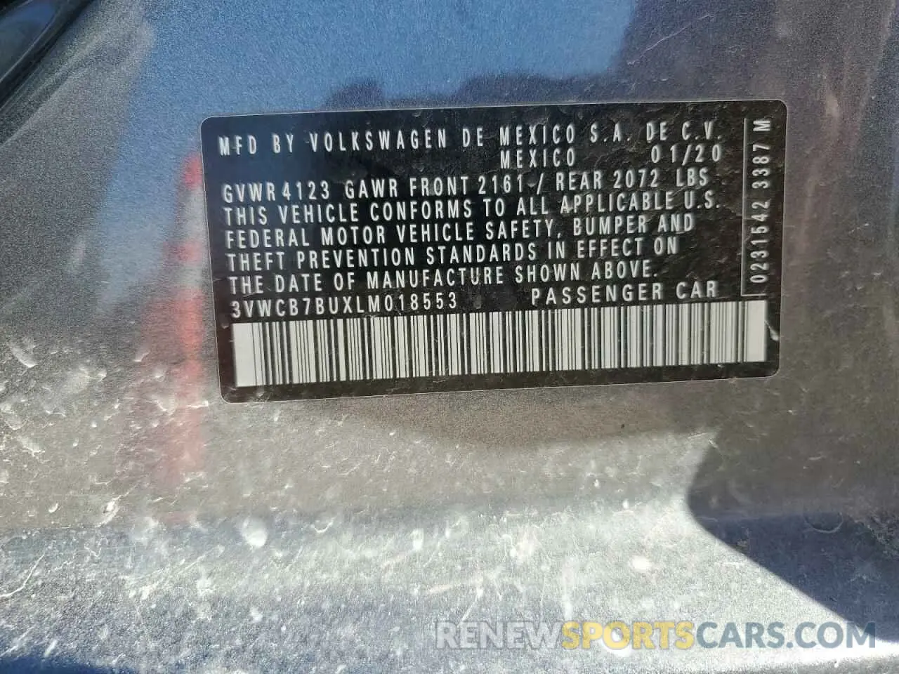 12 fotografías del automóvil dañado 3VWCB7BUXLM018553 VOLKSWAGEN JETTA 2020