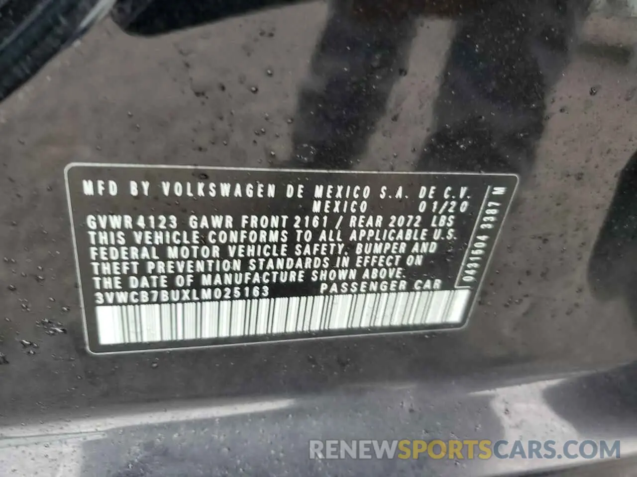 12 fotografías del automóvil dañado 3VWCB7BUXLM025163 VOLKSWAGEN JETTA 2020