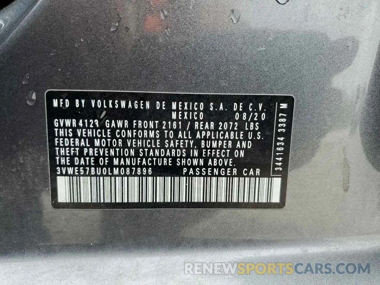12 fotografías del automóvil dañado 3VWE57BU0LM087896 VOLKSWAGEN JETTA 2020