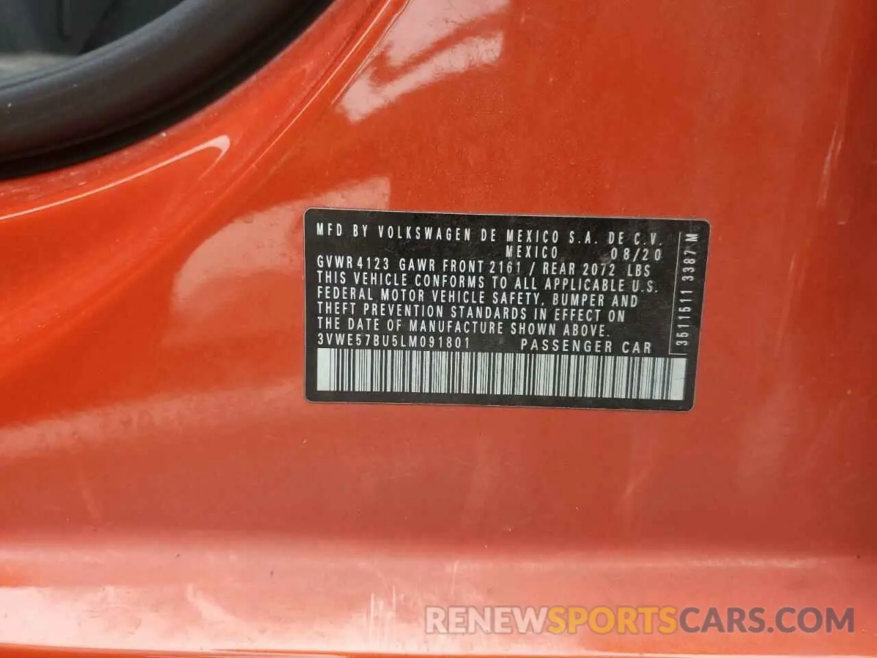 12 fotografías del automóvil dañado 3VWE57BU5LM091801 VOLKSWAGEN JETTA 2020