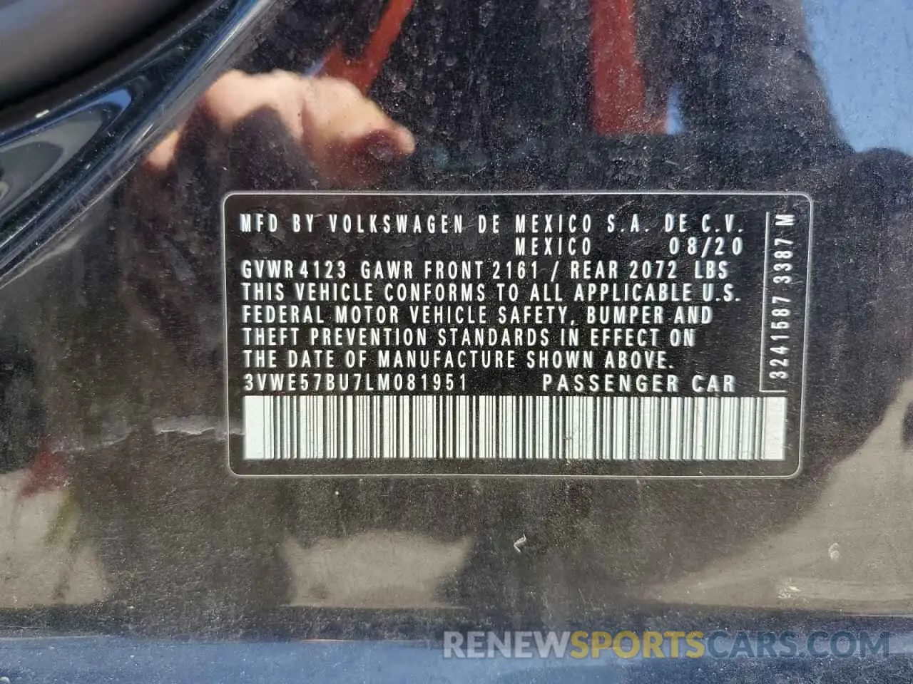 12 fotografías del automóvil dañado 3VWE57BU7LM081951 VOLKSWAGEN JETTA 2020