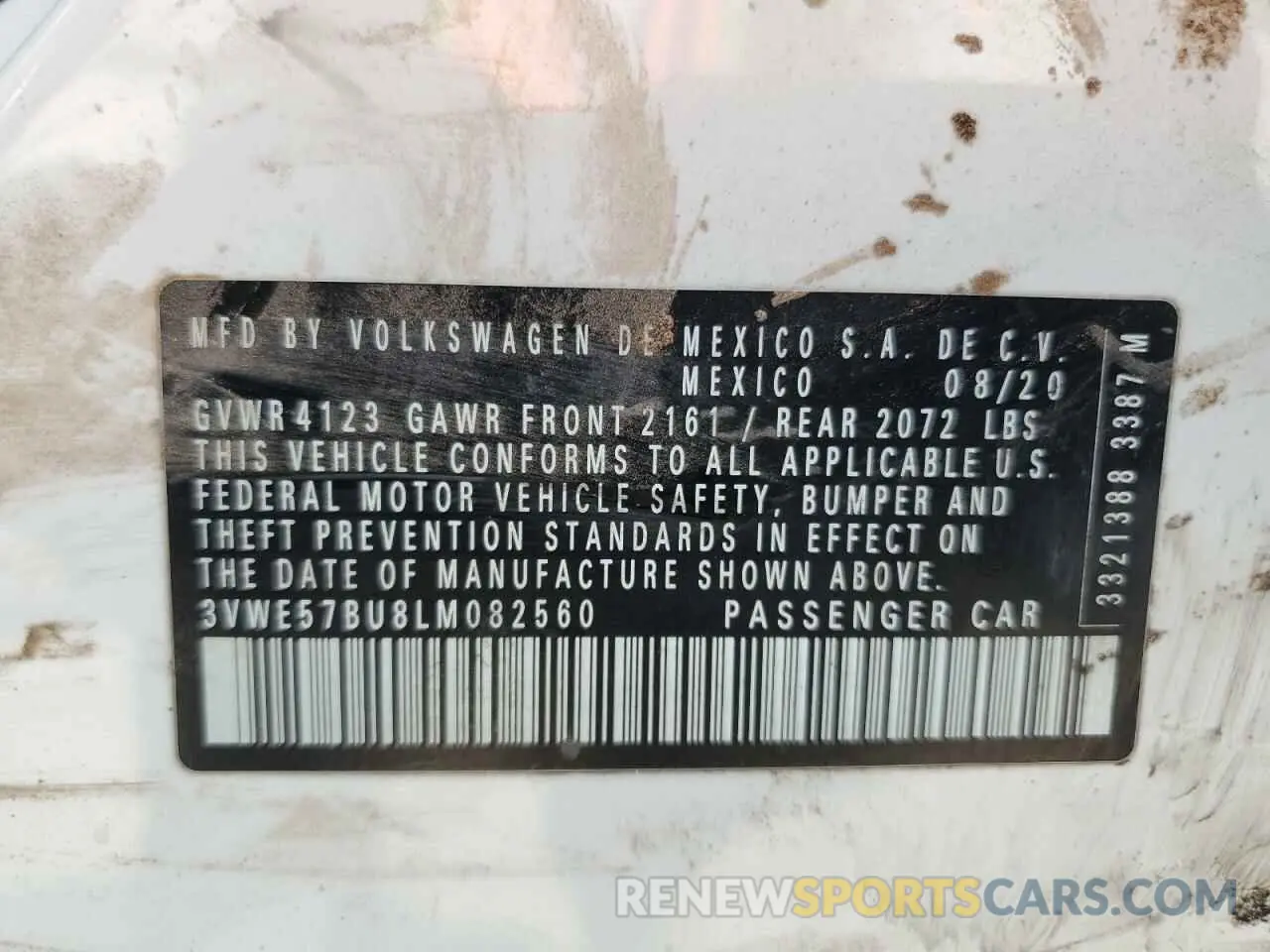 12 fotografías del automóvil dañado 3VWE57BU8LM082560 VOLKSWAGEN JETTA 2020