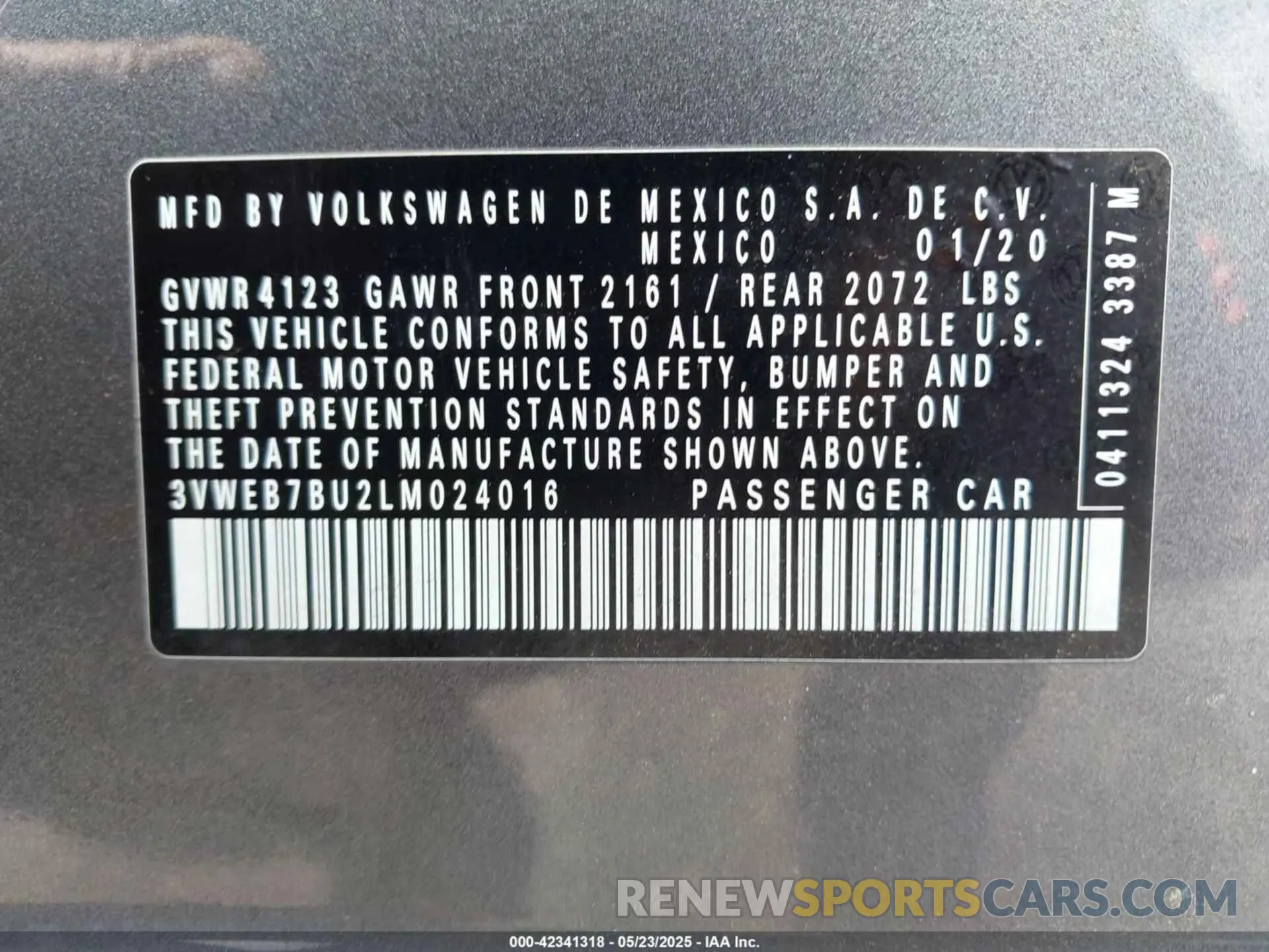 9 fotografías del automóvil dañado 3VWEB7BU2LM024016 VOLKSWAGEN JETTA 2020