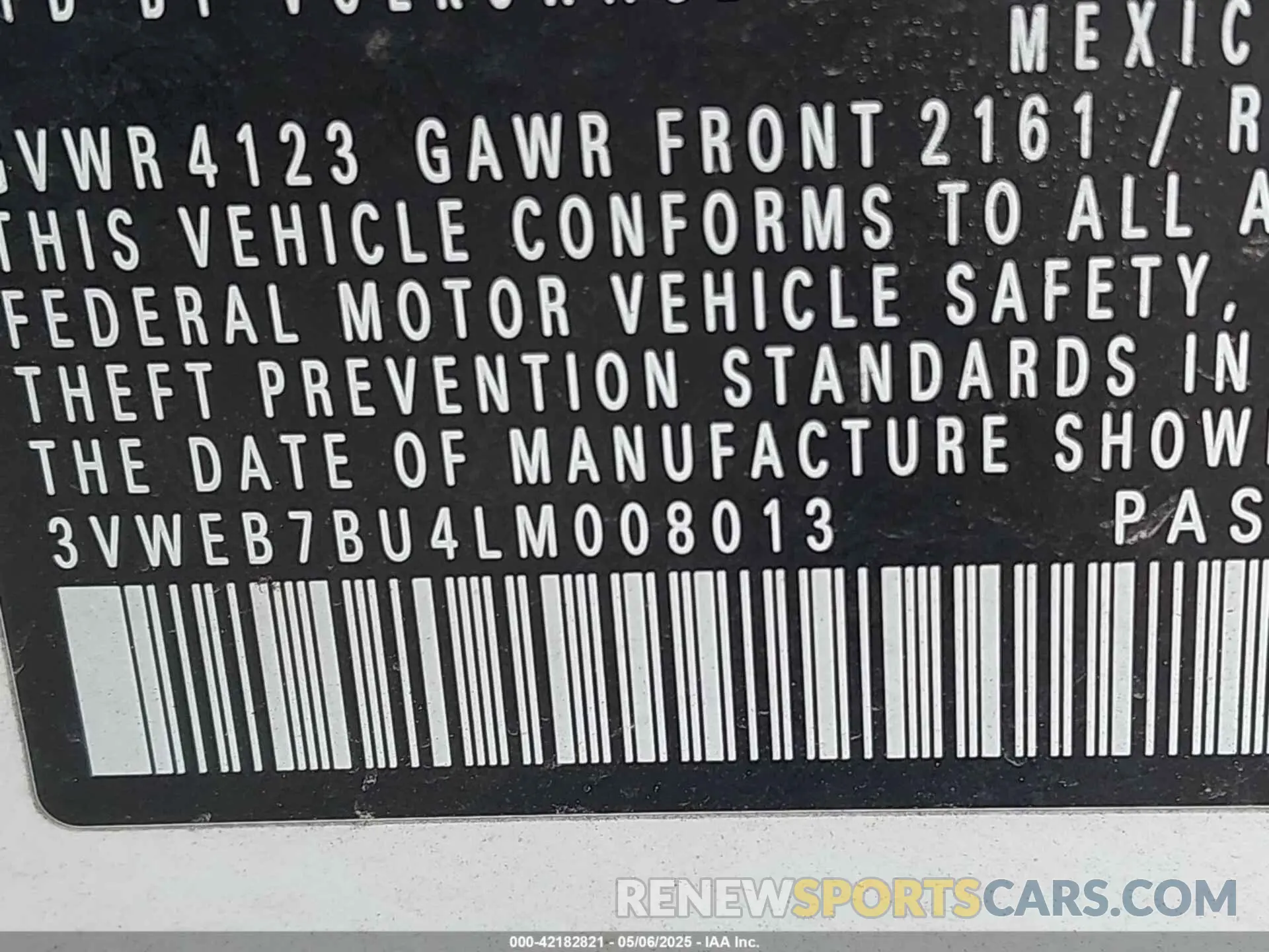 9 fotografías del automóvil dañado 3VWEB7BU4LM008013 VOLKSWAGEN JETTA 2020