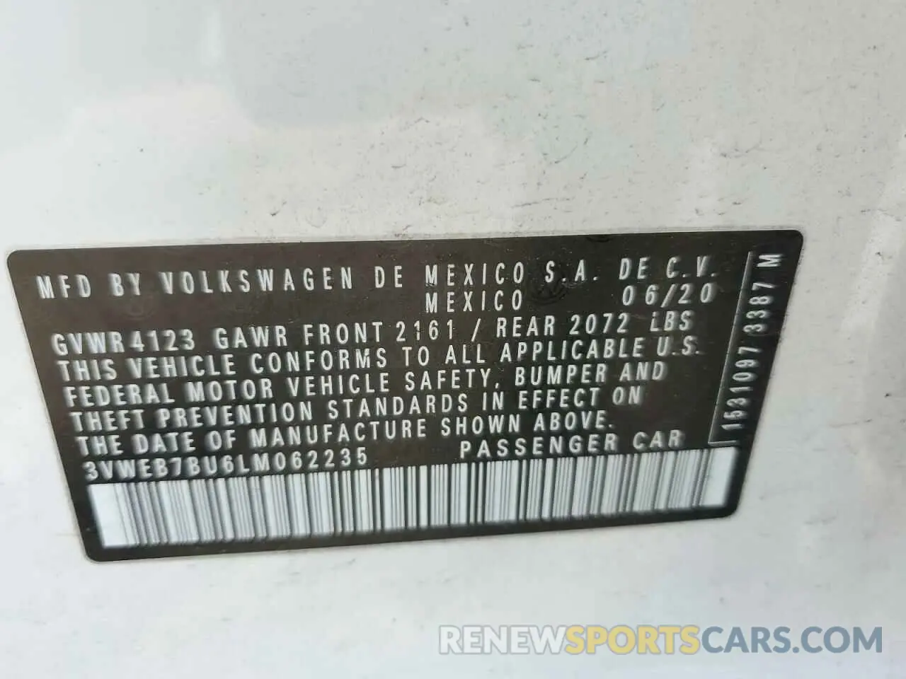 14 fotografías del automóvil dañado 3VWEB7BU6LM062235 VOLKSWAGEN JETTA 2020