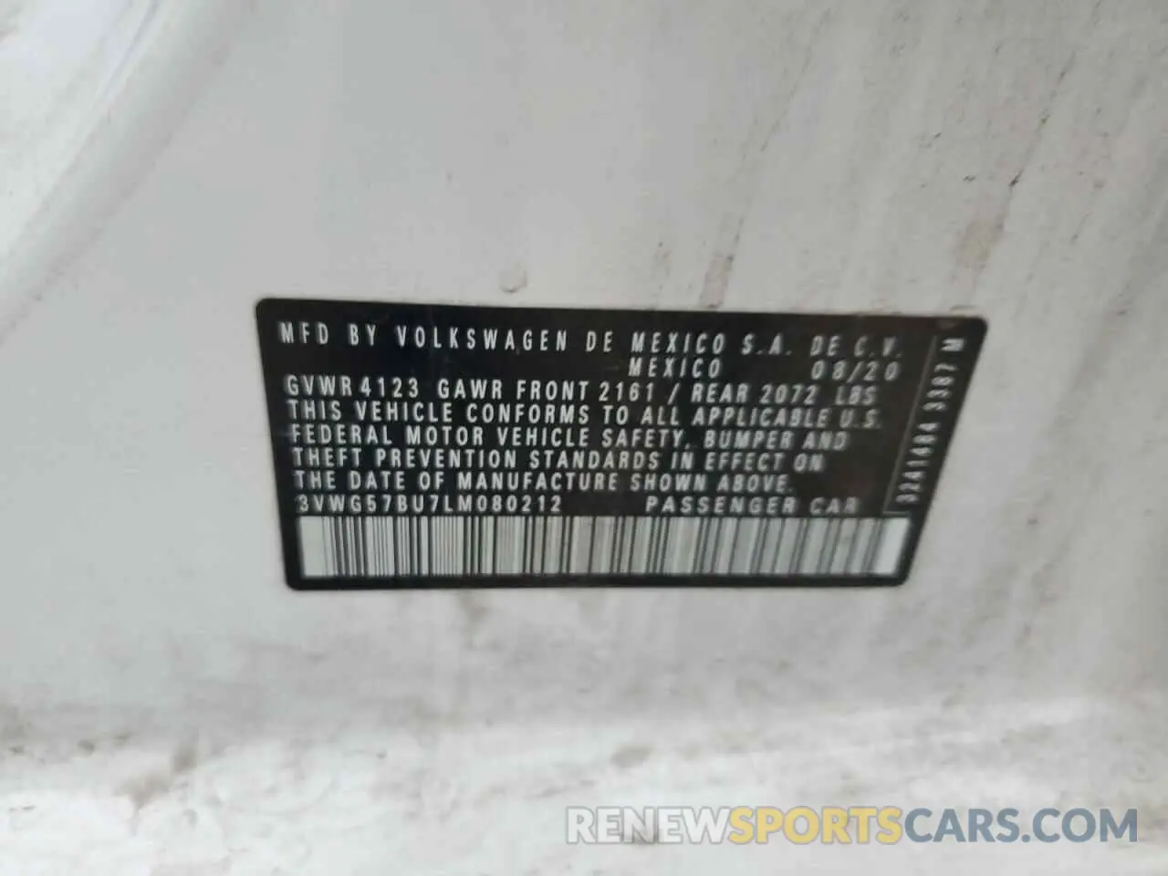 12 fotografías del automóvil dañado 3VWG57BU7LM080212 VOLKSWAGEN JETTA 2020