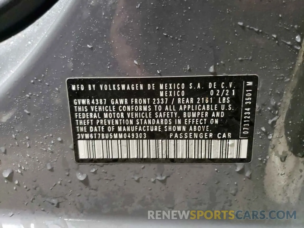13 fotografías del automóvil dañado 3VW6T7BU5MM049303 VOLKSWAGEN JETTA 2021