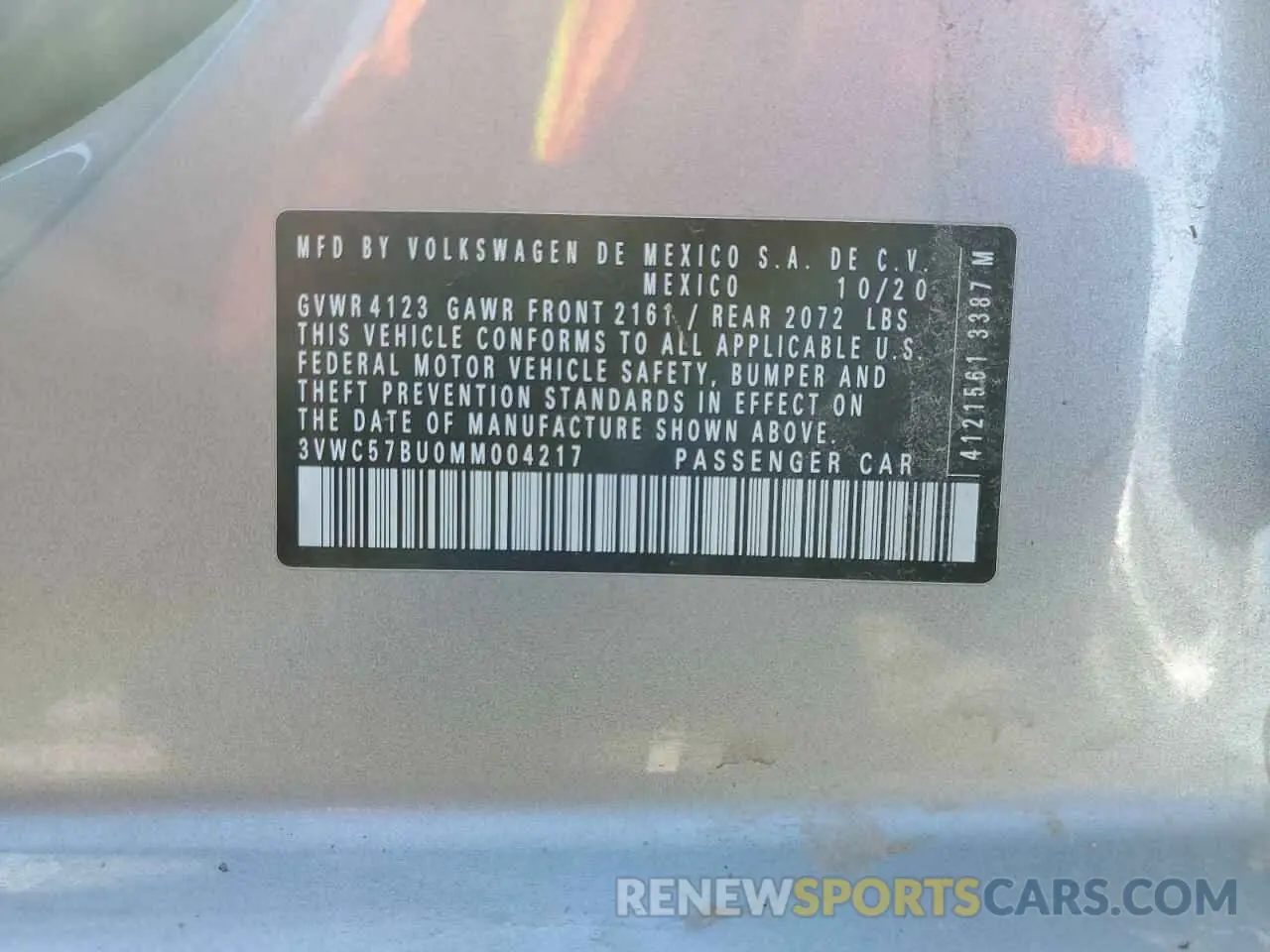 12 fotografías del automóvil dañado 3VWC57BU0MM004217 VOLKSWAGEN JETTA 2021