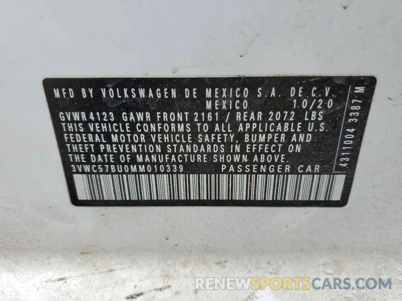 12 fotografías del automóvil dañado 3VWC57BU0MM010339 VOLKSWAGEN JETTA 2021