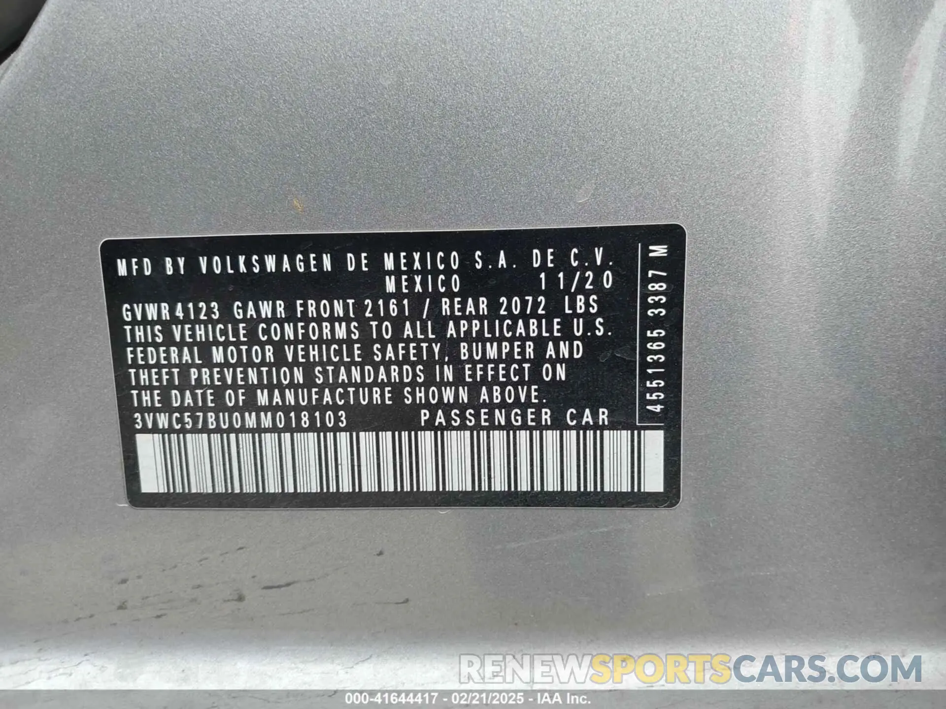 9 fotografías del automóvil dañado 3VWC57BU0MM018103 VOLKSWAGEN JETTA 2021